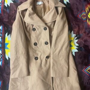 Anne Klein Tan Double-Breasted Trench Coat